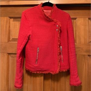 Blank NYC Red Tweed Asymmetrical Moto Jacket-XS